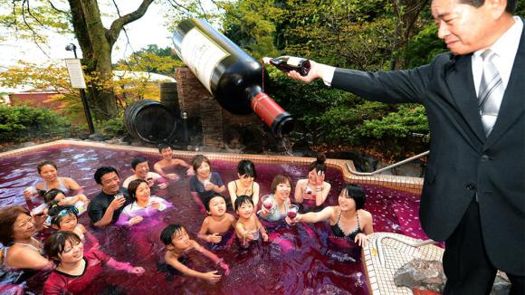 Japanese bathe in 2014 Beaujolais wine