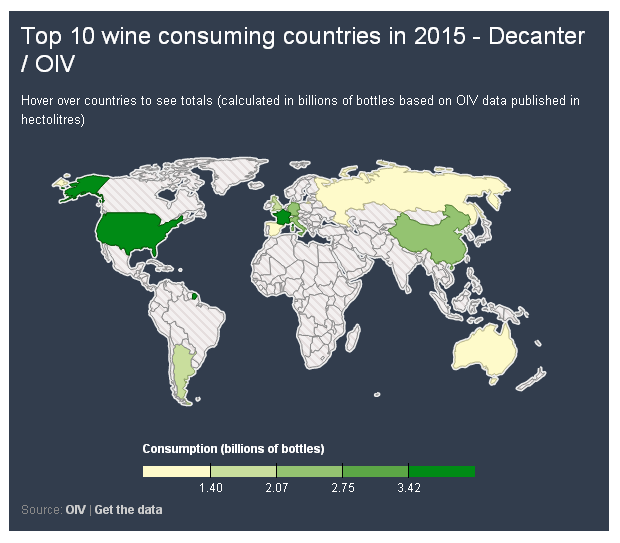 Top wine consuming countries in 2015